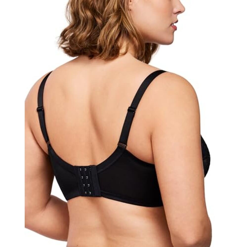 HSIA Enchante Black Lace Underwire Bra NWT 36DD Full Coverage Unlined - Picture 3 of 8